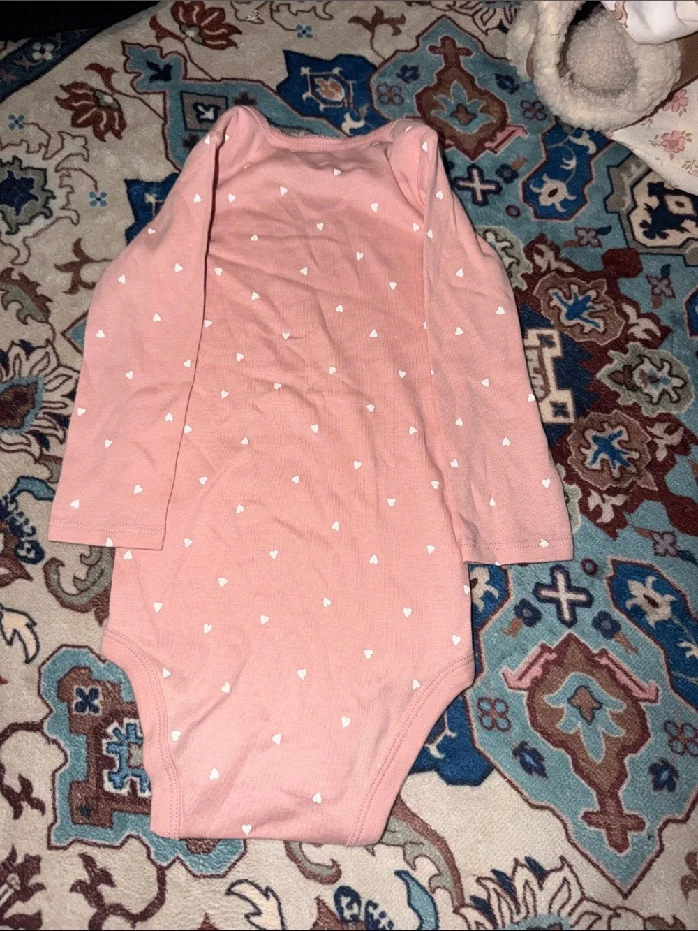Carter's Pink Heart Long-Sleeve Baby One-Piece